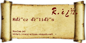 Rácz Éliás névjegykártya